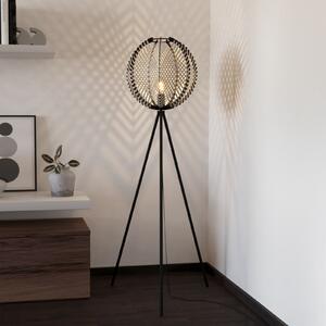 EGLO Waverton lampadar, alb/negru, înălțime 143 cm, oțel/fabric, Negru, Camera de zi / sufragerie, Lemn, Umbrelă în picioare