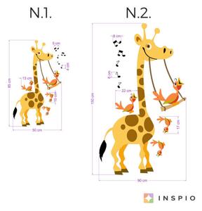 Autocolant pentru perete - Girafă pe leagăn