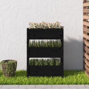 Jardinieră, negru, 77 x 25 x 104,5 cm, lemn masiv de pin