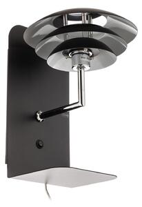 Lampă de perete Dyberg Larsen, DL20 USB Shelf, reglabil, Negru, dormitor, Metal, Scandinavă