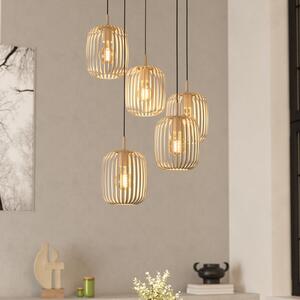 EGLO Lampă suspendată Romazzina, culoarea nisipului, oțel, Ø 50 cm, 5 becuri., reglabil, Bej, Camera de zi / sufragerie, Metal, Modern