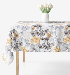 Goldea față de masă 100% bumbac - flori gri-maro cu frunze 120 x 160 cm
