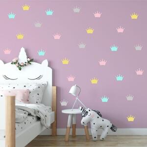 Autocolante de perete - CORONIȚE în culori pastelate pentru prințese