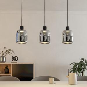 EGLO connect Lampă suspendată LED Molochio-Z, 3 becuri, negru, transparent, reglabil, Negru, Camera de zi / sufragerie, Metal