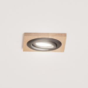 Lamkur Plafonieră LED încastrată Tobby, 10 x cm, lemn de stejar, GU10, reglabil, Lemn, Camera de zi / sufragerie, Lemn, Scandinavă, Luminile încastrate unghiulare