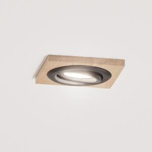 Lamkur Lampă de încastrare în tavan Tobby, 10 x cm, set 3 bucăți, lemn stejar, reglabil, Lemn, Camera de zi / sufragerie, Lemn, Scandinavă, Luminile încastrate unghiulare