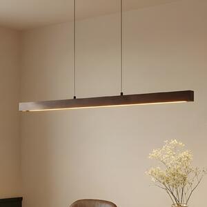 Lucande Lampă suspendată LED Nihalo, nuc, 122 cm, dimabil, CCT, reglabil, Lemn, Camera de zi / sufragerie, Lemn, Casă de țară / Rustic