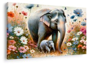 Tablou - Mama elefant, acuarelă (90x60 cm)