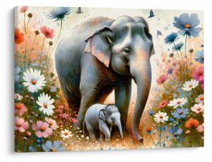 Tablou - Mama elefant, acuarelă (70x50 cm)