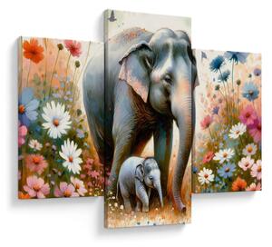 Tablou - Mama elefant, acuarelă (90x60 cm)