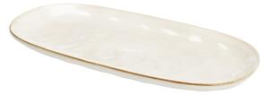 Platou oval din ceramica crem 31x15 cm