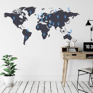 Autocolant de perete - Harta lumii cu puncte