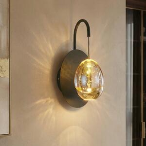 HighLight Aplică de perete Golden Egg, negru/ambră, înălțime 28 cm, metal/vidră, reglabil, Negru, Camera de zi / sufragerie, Metal, Modern, Perete rotund
