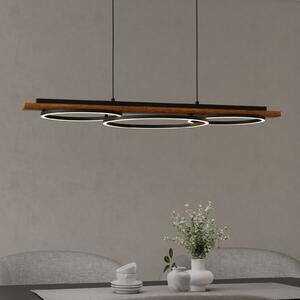EGLO Lampă suspendată LED Boyal, maro, lungime 101 cm, lemn, 3 becuri., Lemn, Camera de zi / sufragerie, Lemn
