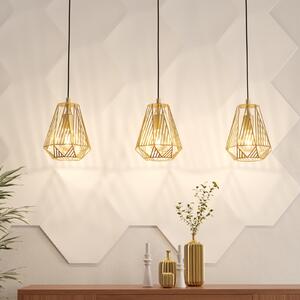 EGLO Lampă suspendată Stype, aurie, lungime 96 cm, oțel, 3 becuri., reglabil, Auriu / Alamă, Camera de zi / sufragerie, Metal