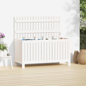 Cutie de depozitare grădină, alb, 115x49x60 cm, lemn masiv pin