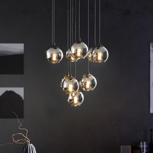 EGLO Lampă suspendată Ariscani, negru, Ø 65 cm, oțel/glass, 10 becuri., reglabil, Negru, Camera de zi / sufragerie, Sticlă