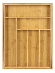 Organizator tacamuri, 8 compartimente, sertar glisant, bambus/MDF, 50x45,5x4,6 cm, maro