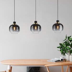 EGLO Lampă suspendată Oilella, negru-gri, lungime 95 cm, sticlă, 3 becuri., reglabil, Negru, Camera de zi / sufragerie, Sticlă