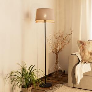 EGLO Lampadar Tabley, negru/natural, înălțime 153 cm, material textil, Negru, Camera de zi / sufragerie, Țesătură / Textil