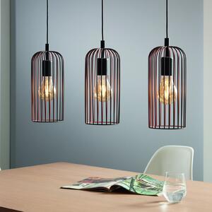 EGLO Lampă suspendată Roccamena, negru/color cupru, lungime 71 cm, reglabil, Negru, Camera de zi / sufragerie, Metal
