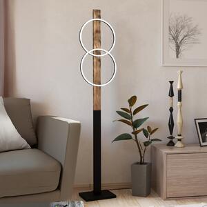 EGLO Lampadar LED Boyal, maro, înălțime 150 cm, lemn, 2 becuri., Lemn, Camera de zi / sufragerie, Lemn