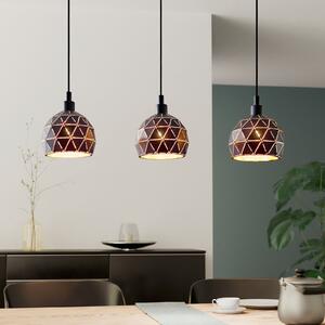 EGLO Lampă suspendată Roccaforte, negru / auriu, metal, 75 cm lungime, E14, reglabil, Negru, Camera de zi / sufragerie, Metal, Modern