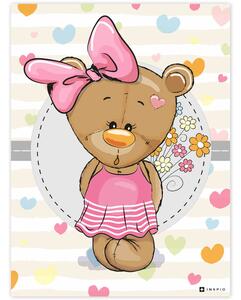 Imagine a unui ursuleț de pluș cu fundă roz în camera pentru fete