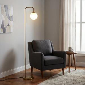 Opviq Lampadar Viran, auriu antic, sticlă, înălțime 146 cm, E14, Auriu / Alamă, Camera de zi / sufragerie, Sticlă