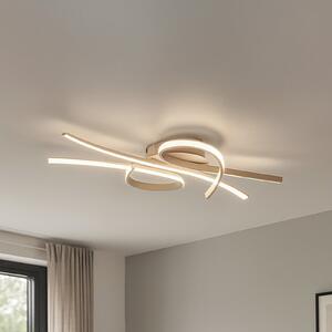 FISCHER & HONSEL Plafonieră LED Biba, culoare nisip, lungime 100 cm, metal, CCT, reglabil, Bej, Camera de zi / sufragerie, Metal, Modern