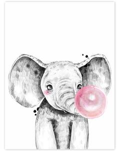 Tablou pe perete - Elefant cu o bulină roz