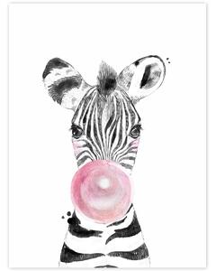 Pictura pe perete - Zebră cu bule roz