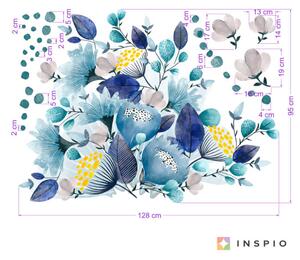 Autocolante pentru perete - Flori albastre și sfere