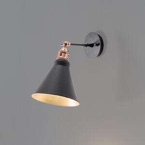 Opviq Aplică de perete Berceste, negru/auriu, metal, înălțime 29 cm, reglabil, Negru, Camera de zi / sufragerie, Metal, Perete rotund