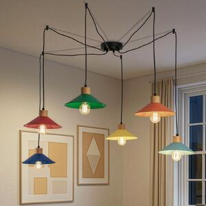 Opviq Lampă suspendată Manavgat, 6 becuri, multicoloră, lungime 144 cm, reglabil, Multicolor, Camera de zi / sufragerie, Metal