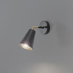 Opviq Aplică de perete Evander, negru/auriu, metal, înălțime 21 cm, E27, reglabil, Negru, Camera de zi / sufragerie, Metal