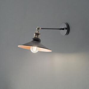 Opviq Aplică de perete Saglam, negru/auriu, conică, înălțime 20 cm, E27, reglabil, Negru, Camera de zi / sufragerie, Metal, Casă de țară / Rustic