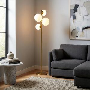 Opviq Lampadar Fazli, auriu, sticlă/metal, înălțime 162 cm, E14, Auriu / Alamă, Camera de zi / sufragerie, Sticlă