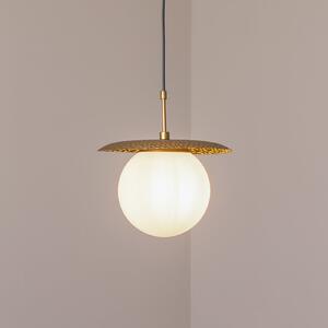 Opviq Lampă suspendată Anemon, auriu, sticlă, Ø 30 cm, E27, reglabil, Auriu / Alamă, Camera de zi / sufragerie, Sticlă, Modern