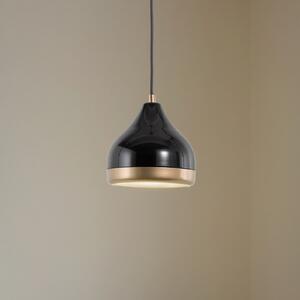 Opviq Lampă suspendată Yildo, 1 bec, negru/auriu, metal, Ø 17cm, reglabil, Negru, Camera de zi / sufragerie, Metal, Modern