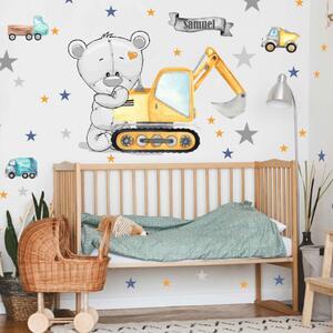 Autocolante pentru pereții din camera copiilor - Ursuleț și stele