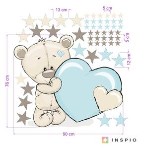 Sticker Perete - Urs cu Inimă Menta și Nume