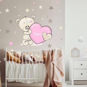Autocolant ursuleți cu stele roz - INSPIOTEX