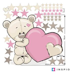 Autocolant ursuleți cu stele roz - Inspiotex