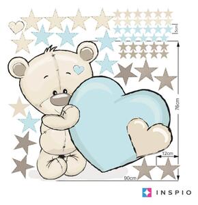 Ursuleț cu stele și nume - Autocolant de perete color