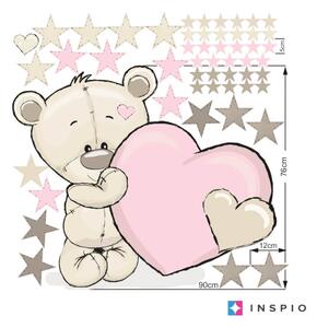 Autocolantele textile INSPIO pentru copii - Ursuleții roz cu nume