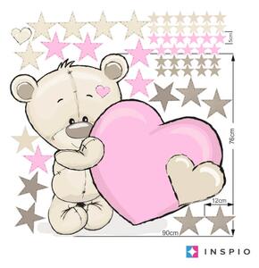 Autocolant ursuleți cu stele roz - INSPIOTEX