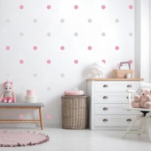 Autocolante de perete - gri și roz puncte