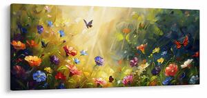Tablou - Pajiște cu flori de primăvară, pictură (120x50 cm)