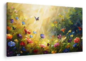 Tablou - Pajiște cu flori de primăvară, pictură (90x60 cm)